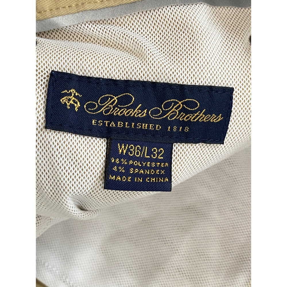 Brooks Brothers Mens 36x32 Performance 5-Pocket Pants Khaki Tan Stretch Straight - Picture 4 of 16